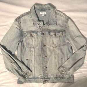 The Rail Nordstrom Mens Distressed Denim Jean Jacket L light wash button up